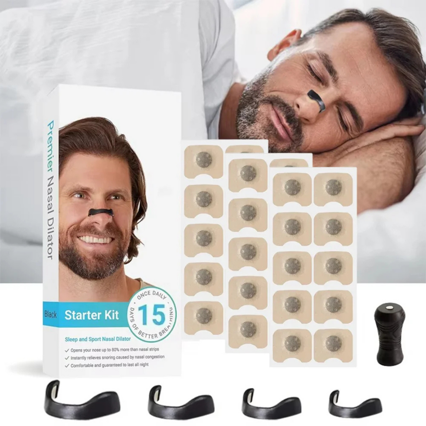 Nasal Breathing Dilators Starter Kit – Magnetic Nose Strips for Better Sleep & Sports Performance