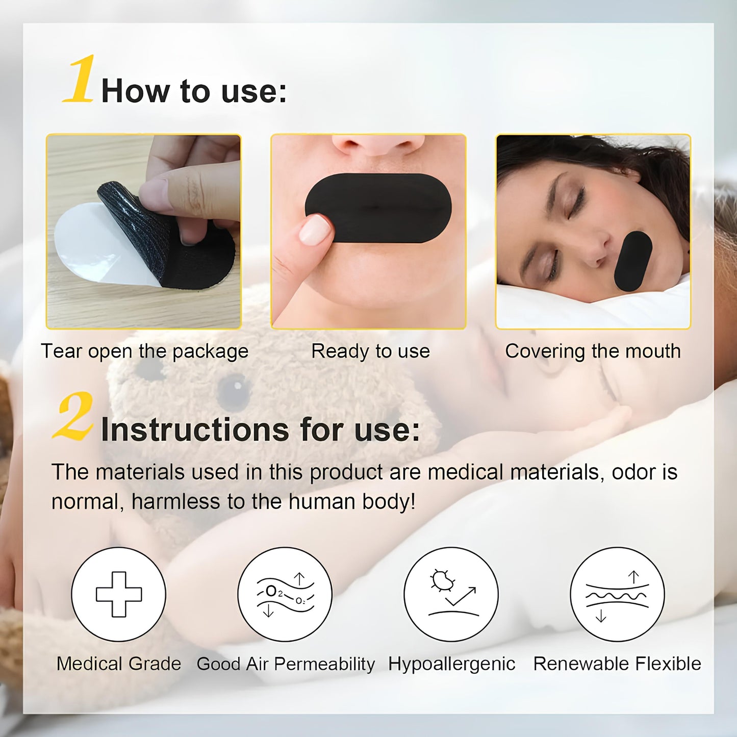 Mouth Tape for Better Sleep – Anti-Snoring & Nose Breathing Strips